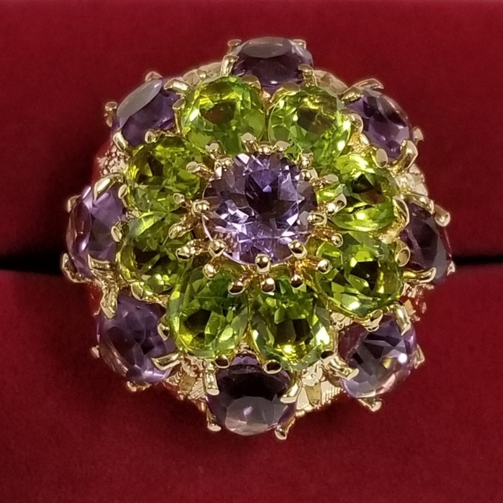 14k Yellow Gold Harem Princess Dome Amethyst Ring